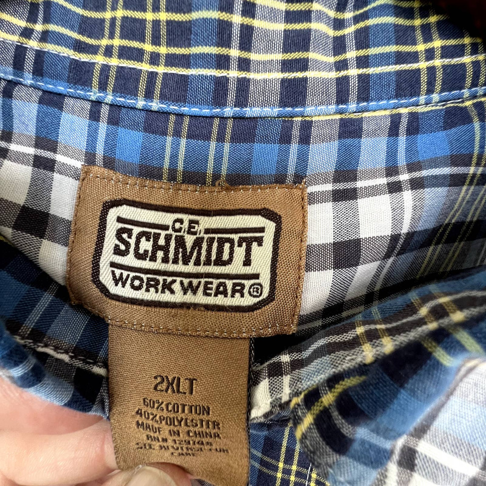 Schmidt Workwear Plaid Button Down Euc 2xlt - image 3